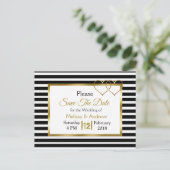 Zwart en Goud Save the Date Briefkaarten (Staand voorkant)