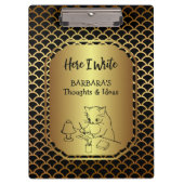 Zwart en Goud Scallop Patroon Schrijven Ideeën Klembord (Voorkant)