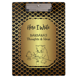 Zwart en Goud Scallop Patroon Schrijven Ideeën Klembord