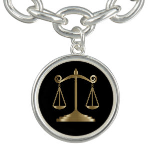 Zwart en goud   Schaal van het recht   Advocaat Armband