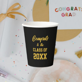 Zwart en Goud School Kleuren Afstudeerfeest Papieren Bekers