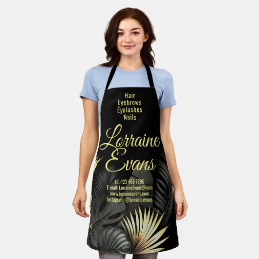 Zwart en goud. schort (Gedragen)