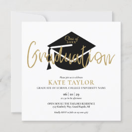 Zwart En Goud Schrift Afstudeerfeest Kaart