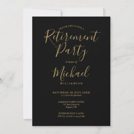 Zwart en goud schrift foto pensioenfeest kaart