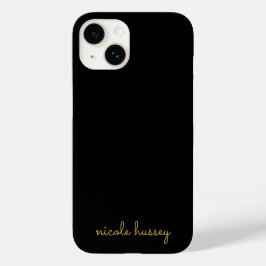 Zwart en Goud Schrift  | Stijlvol Modern Monogram Case-Mate iPhone 14 Hoesje