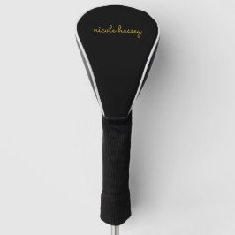 Zwart en Goud Schrift  | Stijlvol Modern Monogram Golfheadcover