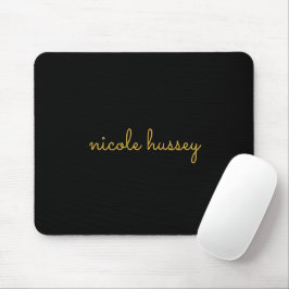 Zwart en goud schrift  | Stijlvol modern monogram Muismat
