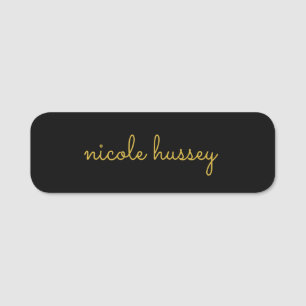 Zwart en Goud Schrift    Stijlvol Modern Monogram Naamplaatje