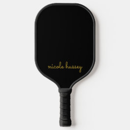 Zwart en goud schrift  | Stijlvol modern monogram Pickleball Paddle