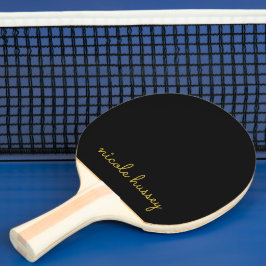 Zwart en Goud Schrift  | Stijlvol Modern Monogram Tafeltennisbatje