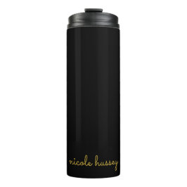 Zwart en Goud Schrift  | Stijlvol Modern Monogram Thermosbeker