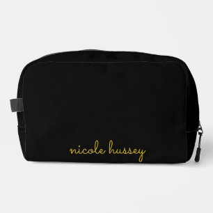 Zwart en Goud Schrift    Stijlvol Modern Monogram Toilettasje