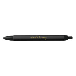 Zwart en Goud Schrift  | Stijlvol Modern Monogram Zwarte Inkt Pen