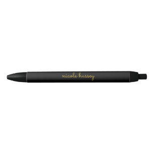 Zwart en Goud Schrift Stijlvol Modern Monogram Zwarte Inkt Pen