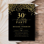 Zwart en goud script 30ste verjaardag kaart<br><div class="desc">Zet het podium voor een elegant feest met een Black and Gold Script verjaardagsuitnodiging! Met luxe gouden script op een strakke zwarte achtergrond straalt dit ontwerp sophisticatie en tijdloze charme uit. Perfect voor mijlpaalverjaardagen of een stijlvol evenement, het combineert moeiteloos klassieke elegantie met moderne flair. Of het nu gaat om...</div>
