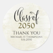 Zwart en Goud Script Afstuderen Custom Ronde Sticker (Voorkant)