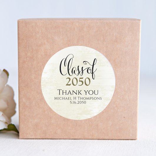 Zwart en Goud Script Afstuderen Custom Ronde Sticker