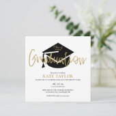 Zwart en goud script diploma-uitreiking kaart (Staand voorkant)