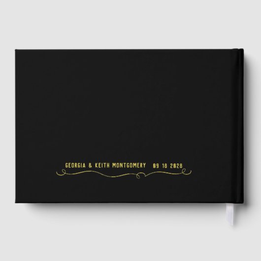 Zwart en goud script Elegant Wedding 2 Gastenboek (Achterkant)