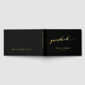 Zwart en goud script Elegant Wedding 2 Gastenboek (Volledig)