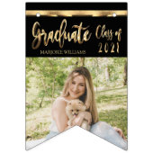 Zwart en Goud Script Klasse van 2021 Afstuderen Vlaggetjes (Tweede vlag)
