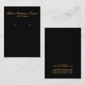 Zwart en Goud Script Oorbel Display Kaart Visitekaartje (Voorkant / Achterkant)
