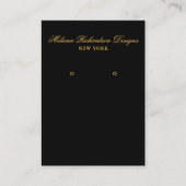 Zwart en Goud Script Oorbel Display Kaart Visitekaartje (Voorkant)
