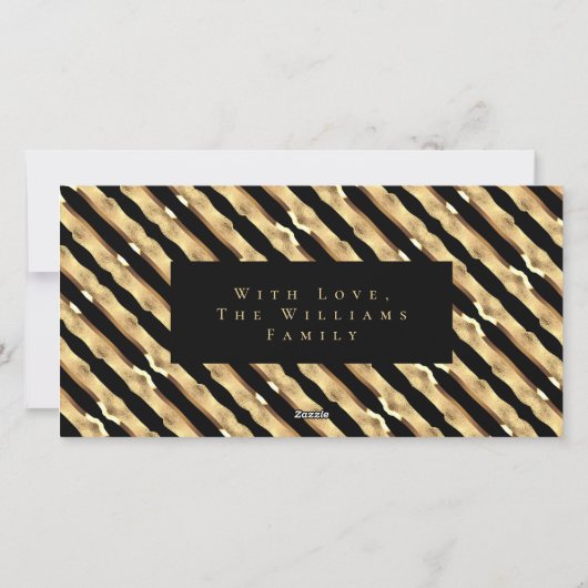 Zwart en Goud Script Vrolijk Kerstfeest Gelukkig 2 Feestdagenkaart (Achterkant)