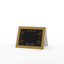 Zwart en Goud Scroll Accent Bruiloft Dank u