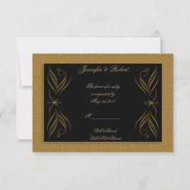 Zwart en goud Scroll Accent Response Kaart
