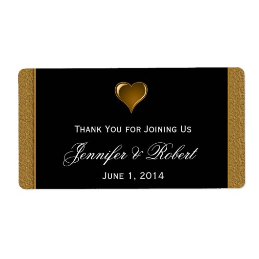 Zwart en Goud Scroll Accent Waterfles Label (Voorkant)