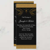 Zwart en Goud Scroll Accent Wedding Programma Programmakaart (Voorkant / Achterkant)