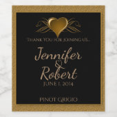 Zwart en Goud Scroll Accent Wijnlabel Wijn Etiket (Enkel label)