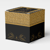 Zwart en Goud Scroll Bruiloft Favor Box Bedankdoosjes (Voorkant Zijde)
