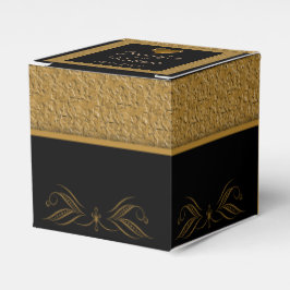 Zwart en Goud Scroll Bruiloft Favor Box Bedankdoosjes