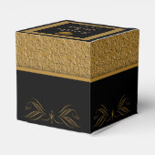 Zwart en Goud Scroll Bruiloft Favor Box Bedankdoosjes (Achterkant)