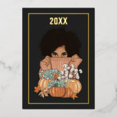 Zwart en goud seizoensgebonden herfst folie feestdagenkaart (Voorkant)