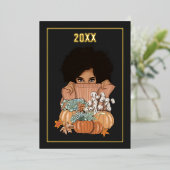 Zwart en goud seizoensgebonden herfst folie feestdagenkaart (Staand Voorkant)