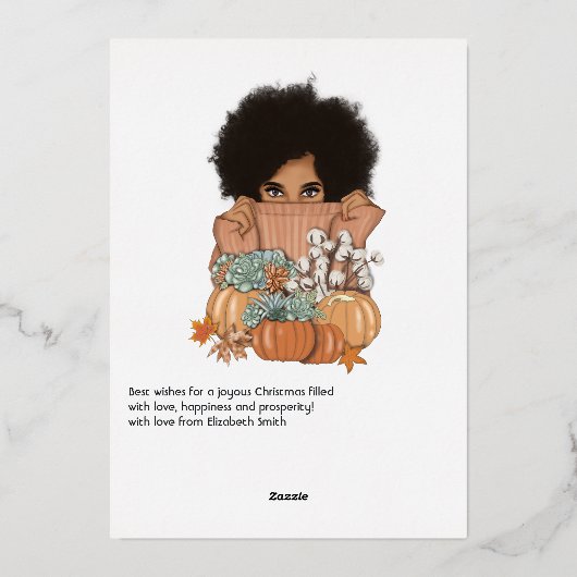 Zwart en goud seizoensgebonden herfst folie feestdagenkaart (Achterkant)