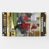 Zwart en Goud Senior Sport Outdoor Banner (Horizontaal)