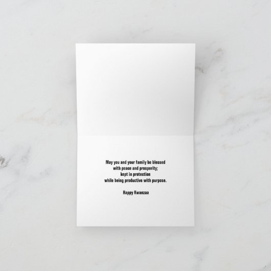 Zwart en goud "Seven Principles" Kwanzaa Kaart (Binnen)