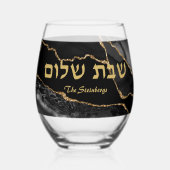 Zwart en Goud Shabbat Challah Hoesje Doek Servet Wijnglas Zonder Voet (Voorkant)