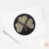 Zwart en Goud Shamrock Clover Iers Ierland Chic Ronde Sticker (Envelop)
