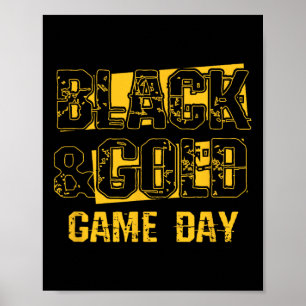 Zwart en Goud Shirt Spel Dag High School Football Poster
