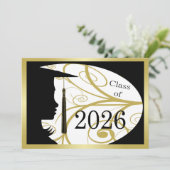 Zwart en Goud Silhouet 2026 Kaart (Staand voorkant)