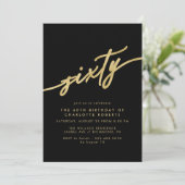 Zwart en Goud | Simple Glam Luxe 60e verjaardag Kaart (Staand voorkant)