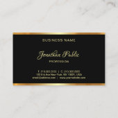 Zwart en Goud Sjabloon Professioneel Script Modern Visitekaartje (Achterkant)