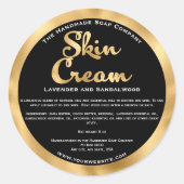 Zwart en Goud Skin Cream Jar Label met Ingrediënte (Voorkant)
