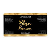 Zwart en Goud Skin Serum Bottle Label (Voorkant)