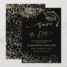 Zwart en Goud Sla de Datum Op Afstudeercadeau Kaart